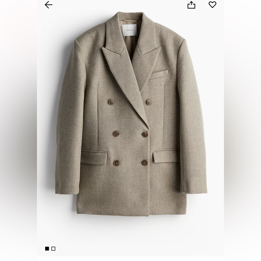 H&M Edition Beige Double-Breasted oversized Blazer
